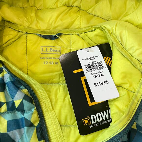 L.L. Bean Infants' Ultralight Down Bunting Snowsuit 12-18 Months NWT - Picture 5 of 12